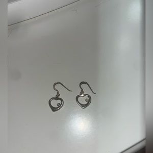 Real Silver heart shaped earrings with stone
